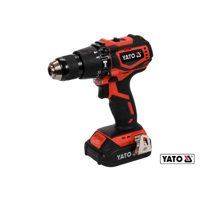 Дрель-шуруповерт ударный аккумуляторный YATO YT-44250  2 x Li-Ion 18 В+сверла+фрезы+отверточные насадки+кейс