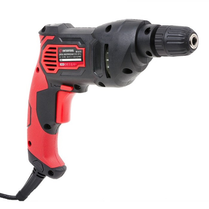 Дриль INTERTOOL WT-0115, 500 Вт, 0-2400 об/хв, 1.0-10 мм, швидкозажимний патрон, реверс