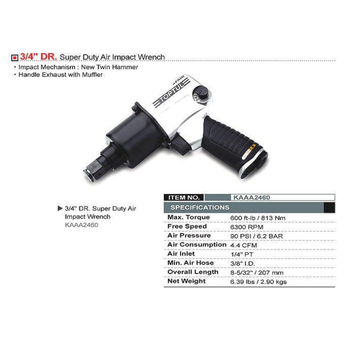 Гайковерт пневматичний TOPTUL KAAA2460, 3/4