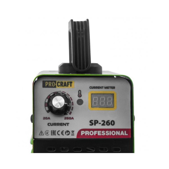 Інверторний зварювальний апарат Procraft SP260, діапазон струму 20-260 А, електроди 1.6-4.0 мм