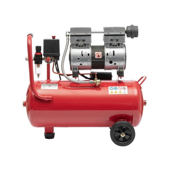 Компресор INTERTOOL PT-0022, 24 л, 1.1 кВт, 220 В, 8 атм, 145 л/хв, малошумний, безмасляний, 2 циліндра