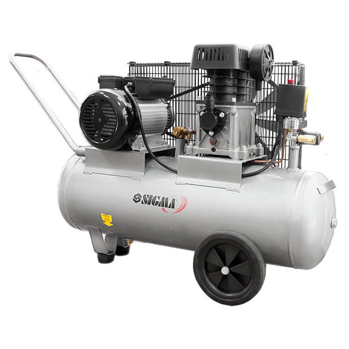 Компресор двоциліндровий ремінний 2.5 кВт 335 л/хв 10бар 50 л (2 крани) SIGMA (7044121)