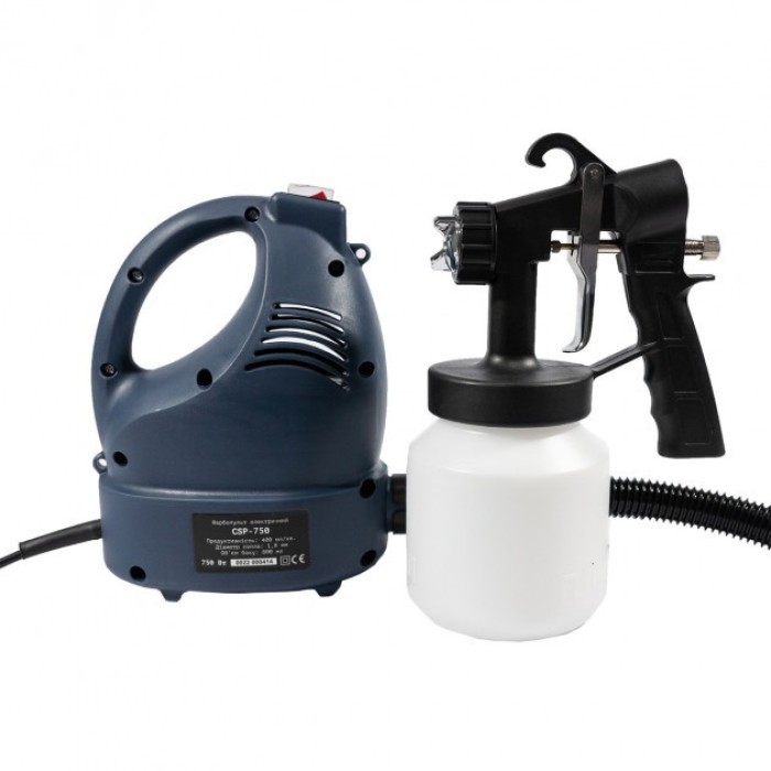 Електричний Краскопульт з компресором Craft CSP 750, 750 Вт, пластиковий бачок 800 мл, регулювання подачі