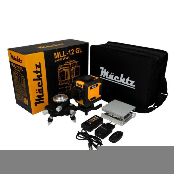 Лазерний рівень (нівелір) Mächtz MLL-12 GL, штатив, кейс, пульт ДК, зелений промінь, 12 ліній