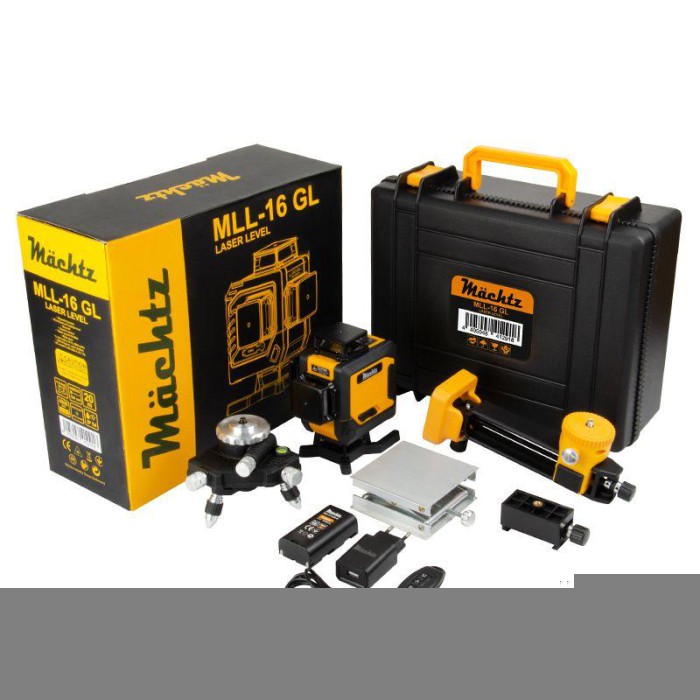 Лазерний рівень (нівелір) Mächtz MLL-16 GL, 20 м, зелений промінь, штатив, пульт ДК, кейс