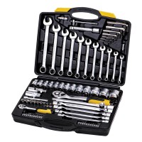 Набір ключів і насадок торцевих MasterTool 78-5077 PROFI, CrV 1/4" - 1/2", тріскачка 72Т, 77 шт, кейс