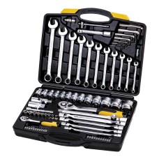 Набор ключей и насадок торцевых MasterTool 78-5077 PROFI, CrV 1/4” -  1/2”, трещотка 72Т, 77 шт, кейс