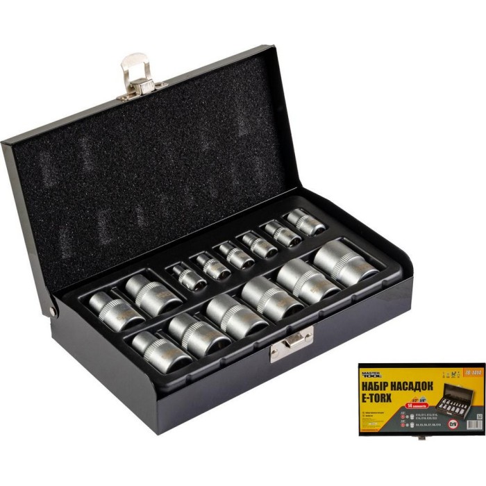 Набір насадок MasterTool 78-1414, CrV, E-TORX 14 шт (1/4 