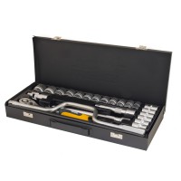 Набір насадок торцевих MasterTool 78-4125 PROFI, CrV 1/2" 10-32 мм, тріскачка 72Т, 24 шт мет. кейс