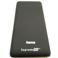Повербанк Hama Supreme 20000 mAh, 2 USB входи, USB-C, Micro-USB, швидк. зарядка, кабель USB-USB-C, сірий