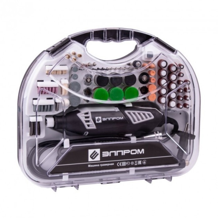 Пряма шліфмашина (гравер) Элпром ЕМГ-450-211 NEW, 450 Вт, 8000-30000 об/хв, гнучкий вал, кейс, 211 насадок