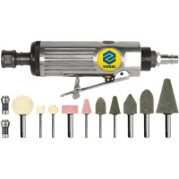 Шліфмашина пневматична пряма VOREL  81109, 1/4" 3 і 6 мм 22000 об/хв 198 л/хв + насадки + кейс