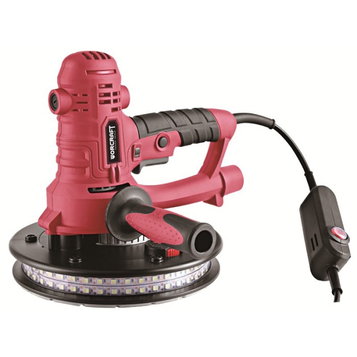 Шліфувальна машина для стін Worcraft DS08-180, 800 Вт, 1200-2300 об/хв, диск 180мм, LED підсвічування