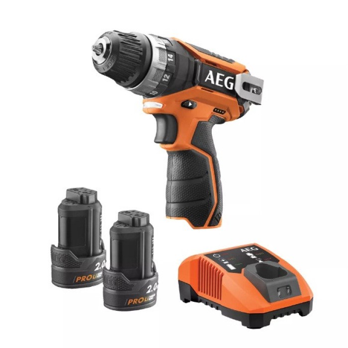Шуруповерт-дриль акумуляторний AEG BS12C2LI-202C, Li-Ion, 12 В, 2 Ач, 34 Нм, 10 мм, 2 швидкості, LED, 2 акк, кейс