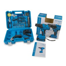 Шуруповерт аккумуляторный KRAISSMANN 2102 ABS 20/2-S2 (с набором инструментов), 20 В, 2 АКБ, 2 А/ч, подсветка