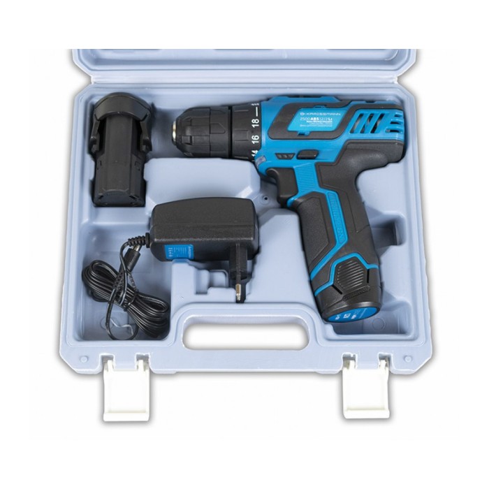 Шуруповерт акумуляторний KRAISSMANN 2500 ABS 12/2 Li, 12 В, 2 акум, 28 Нм, 2 швидкості, кейс, LED підсвічування