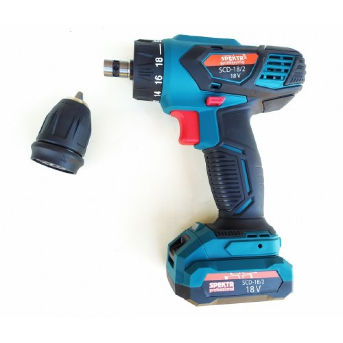 Шуруповерт акумуляторний Spektr SCD - 18/2 Li DFR (знімний патрон) з підсвічуванням і індикатором заряду