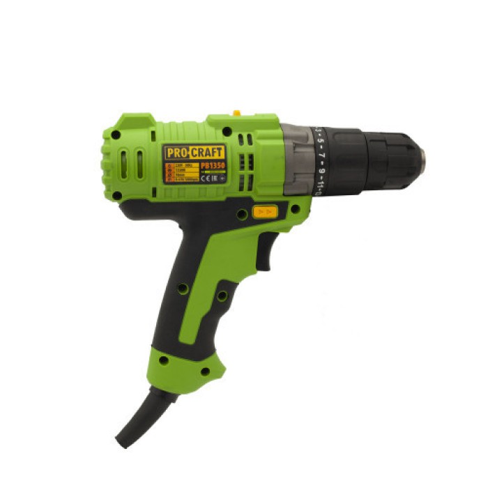 Шуруповерт мережевий Procraft PB-1350/2, 1350 Вт, 1350 об/хв, LED підсвічування, 2 швидкості, реверс