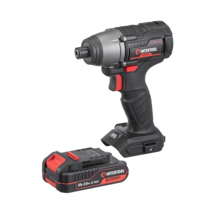 Шуруповерт ударний (гвинтоверт) акумуляторний INTERTOOL WT-0362, безщітковий двигун, 20 В