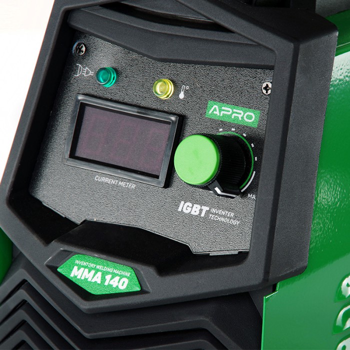 Сварочный аппарат инверторный APRO MMA-140 20-140А эл 4мм 2,5+1.5м + набор кабелей