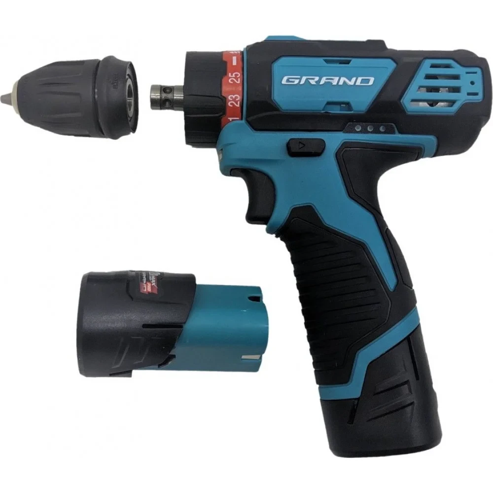 Акумуляторний шуруповерт Grand ДА-12DFR/PRO (12В, 2 Ач, 2 акумулятора, швидкознімний патрон, кейс)