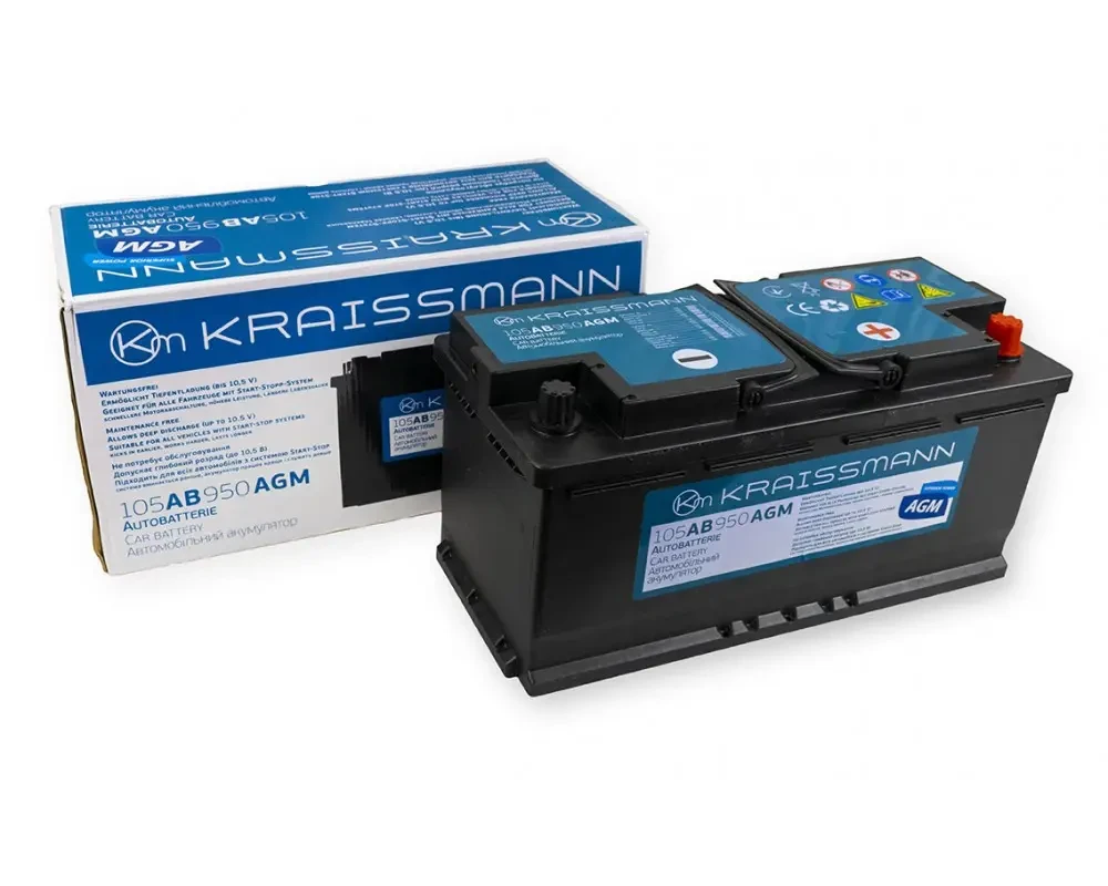 Автомобильный аккумулятор KRAISSMANN 105 AB 950 AGM (гарантия 2 года)