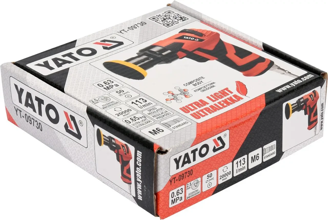 Ексцентрикова пневматична шліфмашина YATO YT-09730, 1/4 Ексцентрикова пневматична шліфмашина YATO YT-09730, 1/4