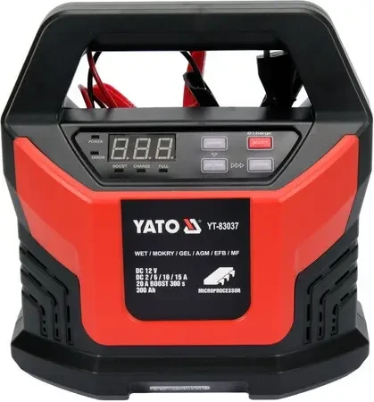 Електронний зарядний пристрій 12В/2А, 6А, 10А, 15А YATO YT-83037