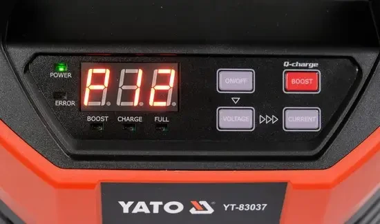 Електронний зарядний пристрій 12В/2А, 6А, 10А, 15А YATO YT-83037