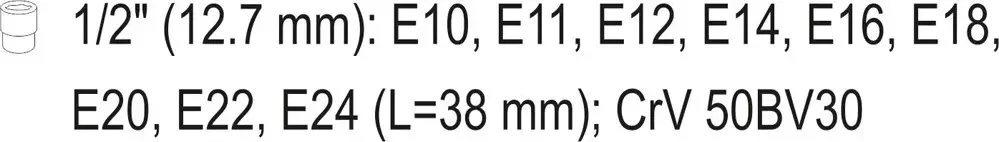 Набір головок торцевих YATO YT-0521, Torx Е10-Е24 9 предметів