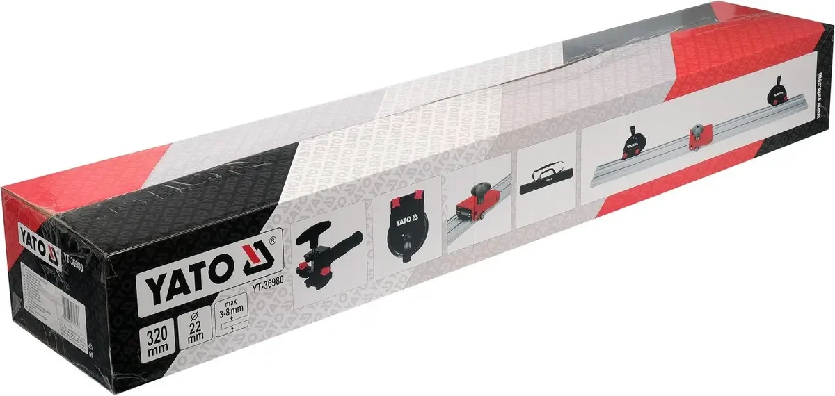 Плиткоріз ручний YATO t= 3-8 мм, l= 3200 мм, з повзунком на 4 колесах і різцем Ø= 22 мм [1]