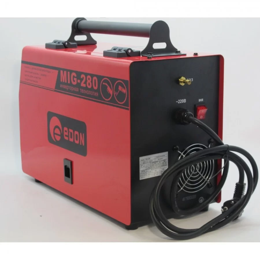 Зварювальний напівавтомат 2 в 1 Edon MIG 280, 7.5 кВт, зварювальний струм 30-280 А, діаметр дроту 0.6-1.0 Зварювальний напівавтомат 2 в 1 Edon MIG 280, 7.5 кВт, зварювальний струм 30-280 А, діаметр дроту 0.6-1.0
