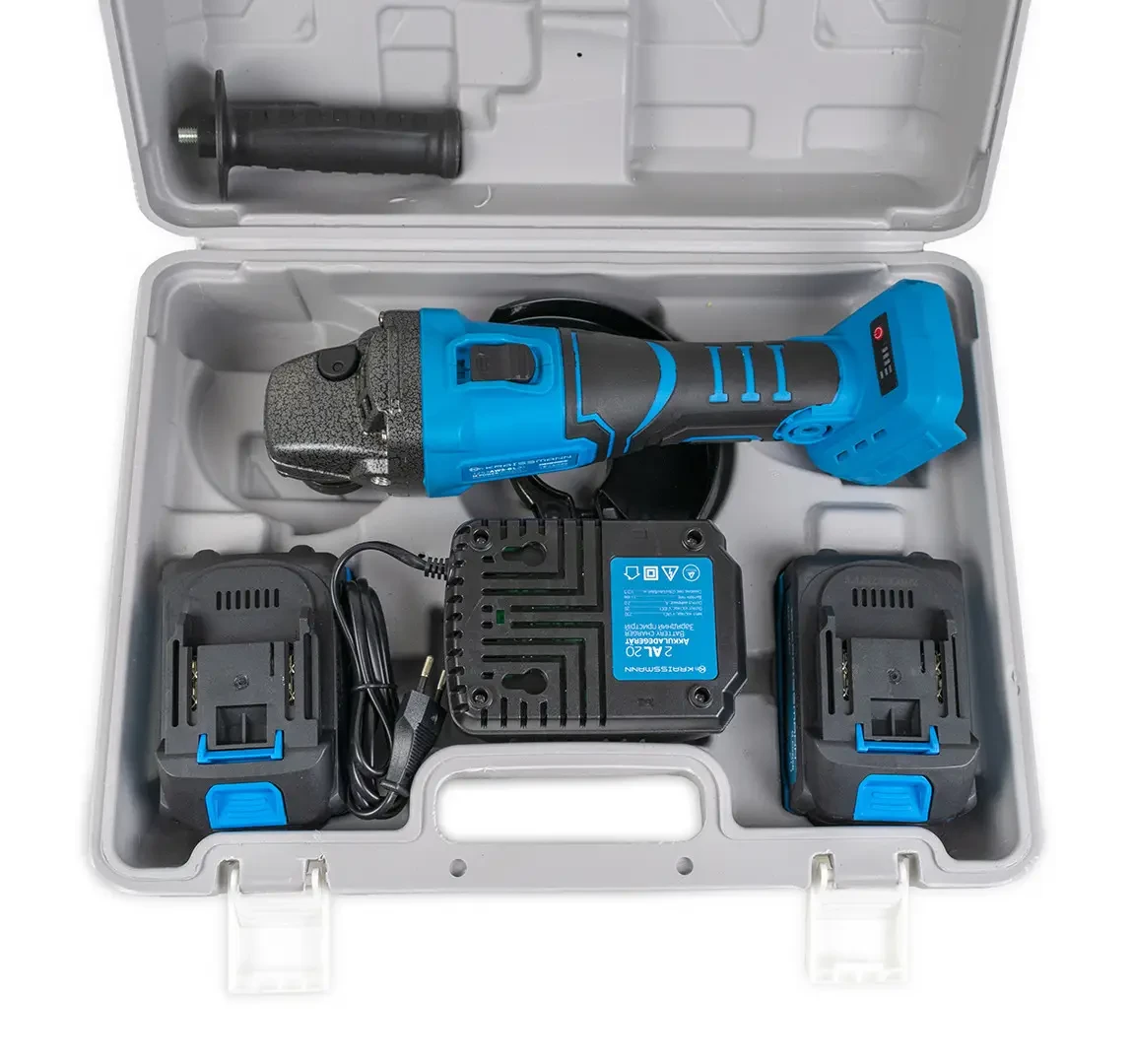 Акумуляторна кутова шліфмашина (болгарка) KRAISSMANN 1253 AWS-BL 20/2 MP (безщіткова, 2 АКБ 20В 4 Аг, кейс)