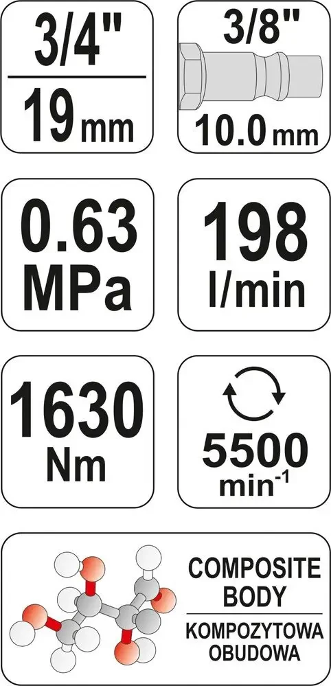 Гайковерт пневматичний ударний YATO YT-09571  3/4