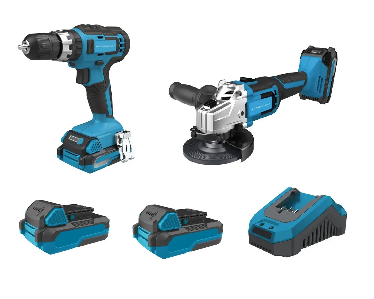 Комплект Kraissmann 20UL (болгарка, шуруповерт, АКБ 2 а/г, АКБ 4 а/г, зарядний пристрій 2,4 А)