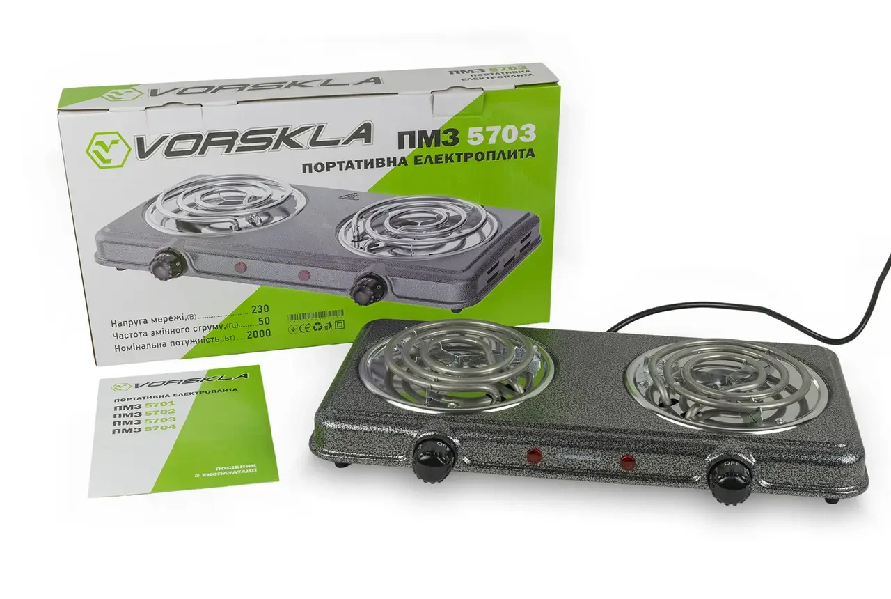 Портативная электрическая плита VORSKLA ПМЗ 5703 (двойная, спираль)