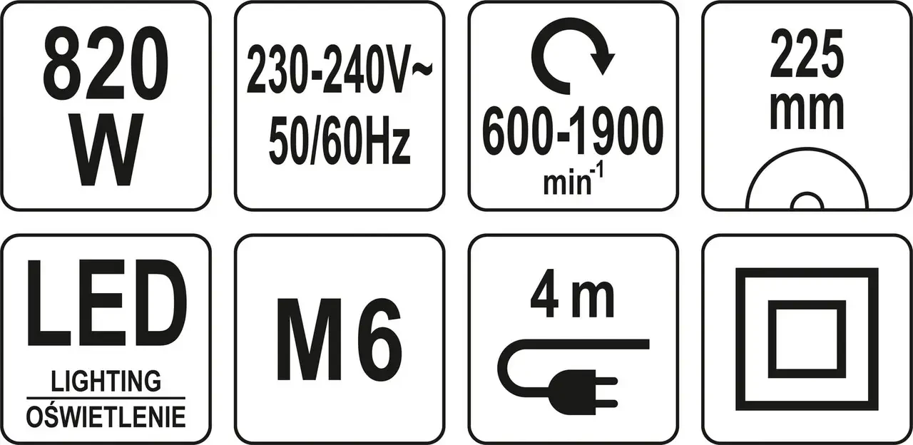 Шліфмашина для стін і стель на штанзі мережева YATO: 820Вт, диск Ø=225мм, макс. L=165см з пиловт.[2]