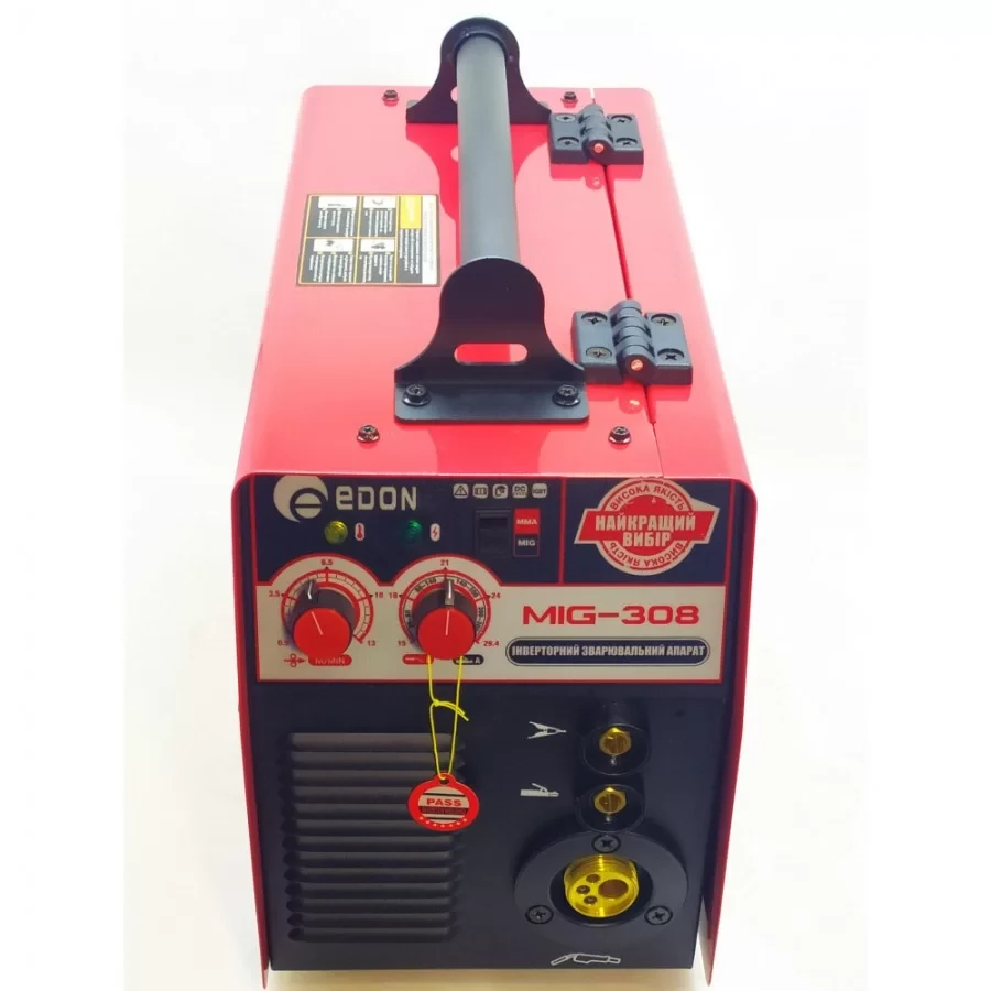 Зварювальний напівавтомат Edon MIG-308 2 в 1 MIG-308, 6.4 кВт, ККД 85%, зварювальний струм 20-300 А, електрод