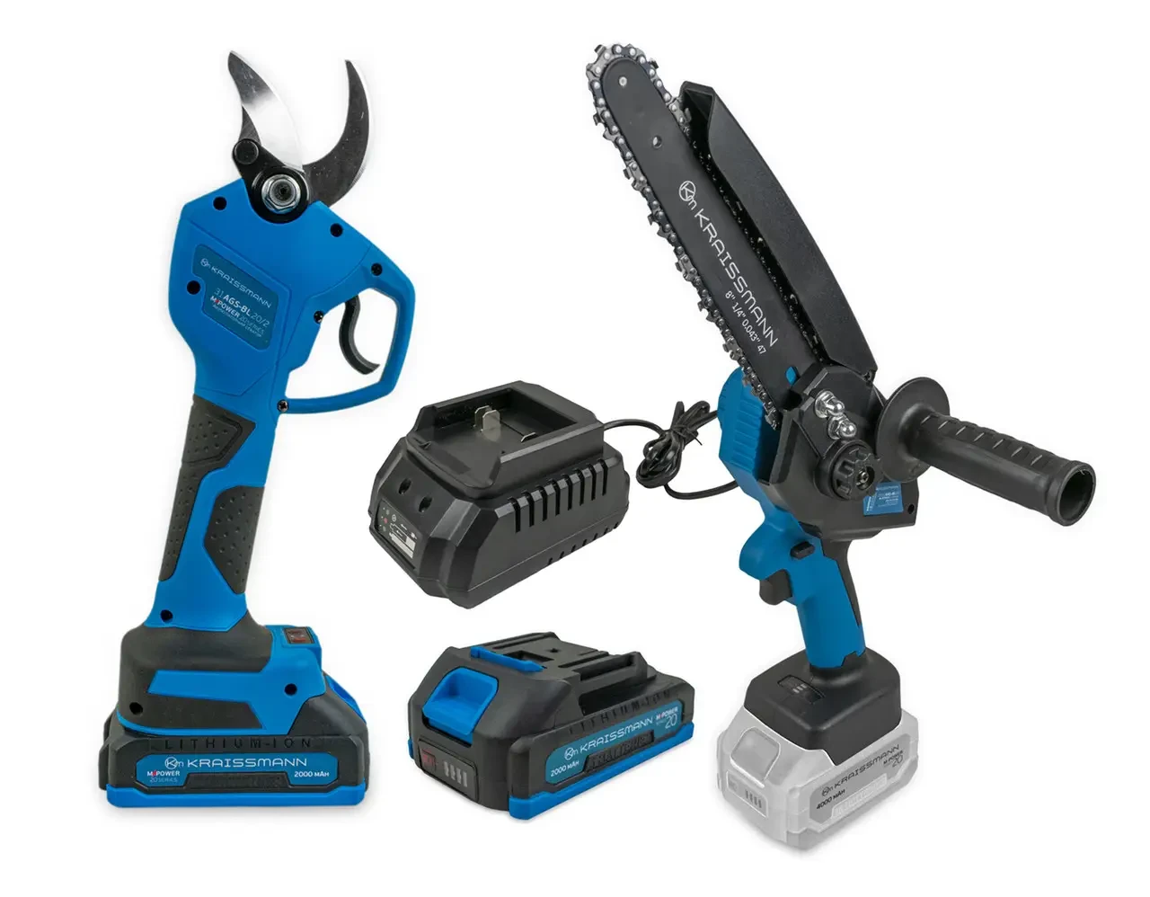 Комплект M-POWER Секатор акумуляторний KRAISSMANN 31 AGS-BL 20/2 Акумуляторна міні-ланцюгова пилка KRAISSMANN