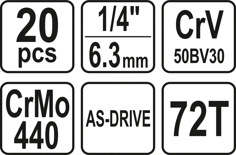 Набір головок торцевих YATO YT-14491, 1/4