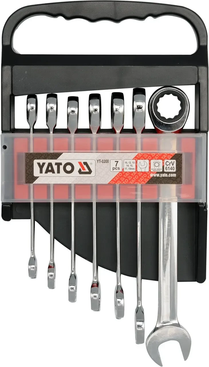 Набір ключів комбінованих з тріскачкою YATO YT-0208, М10-19 мм 7 шт