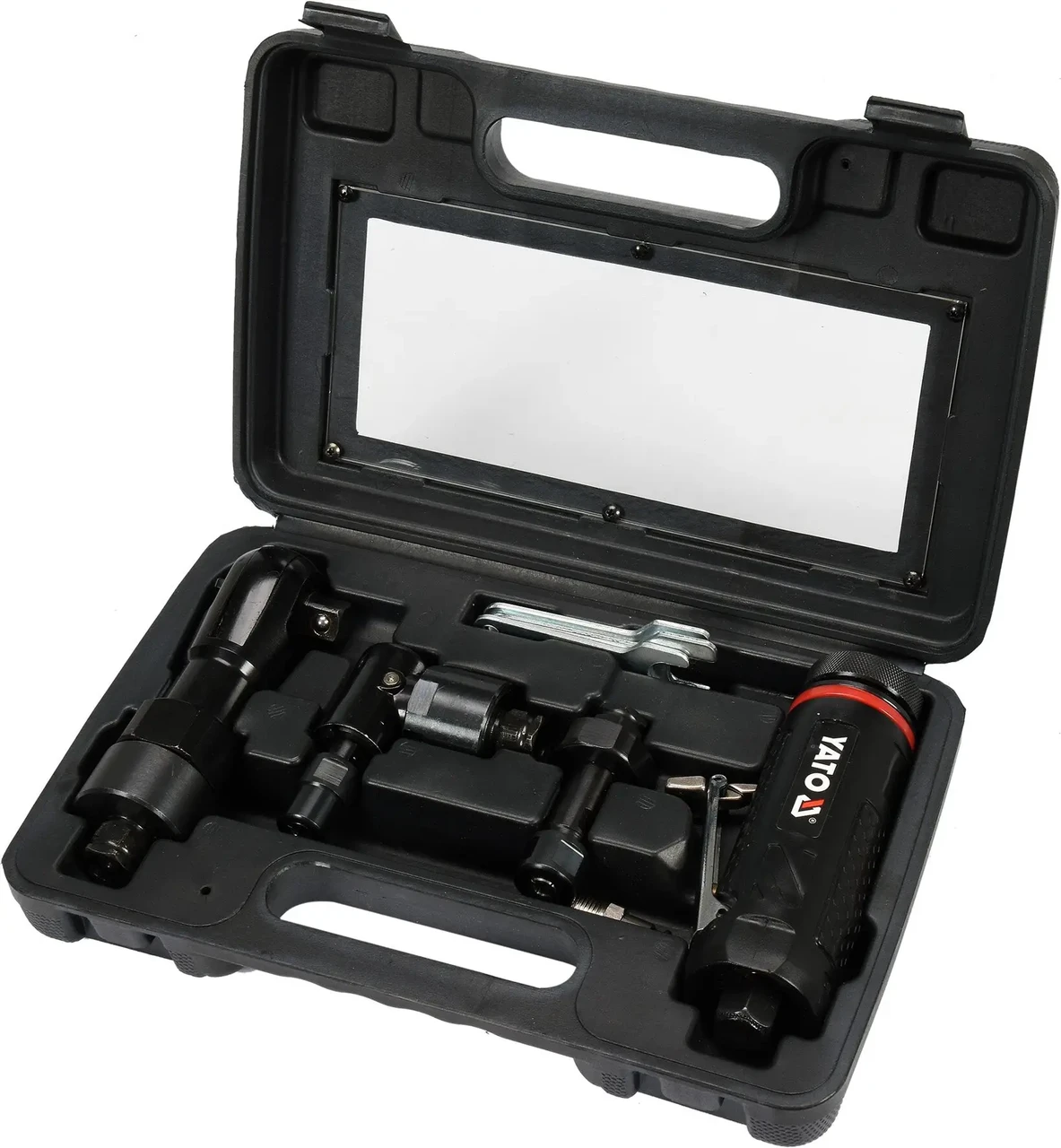 Набір пневматичних інструментів: тріскачка, шліфмашинки кутова і пряма YATO 1/2 Набір пневматичних інструментів: тріскачка, шліфмашинки кутова і пряма YATO 1/2