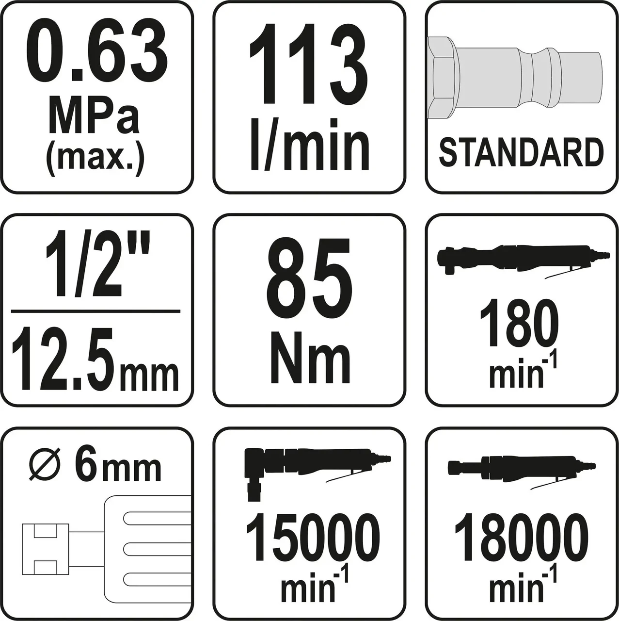 Набір пневматичних інструментів: тріскачка, шліфмашинки кутова і пряма YATO 1/2 Набір пневматичних інструментів: тріскачка, шліфмашинки кутова і пряма YATO 1/2