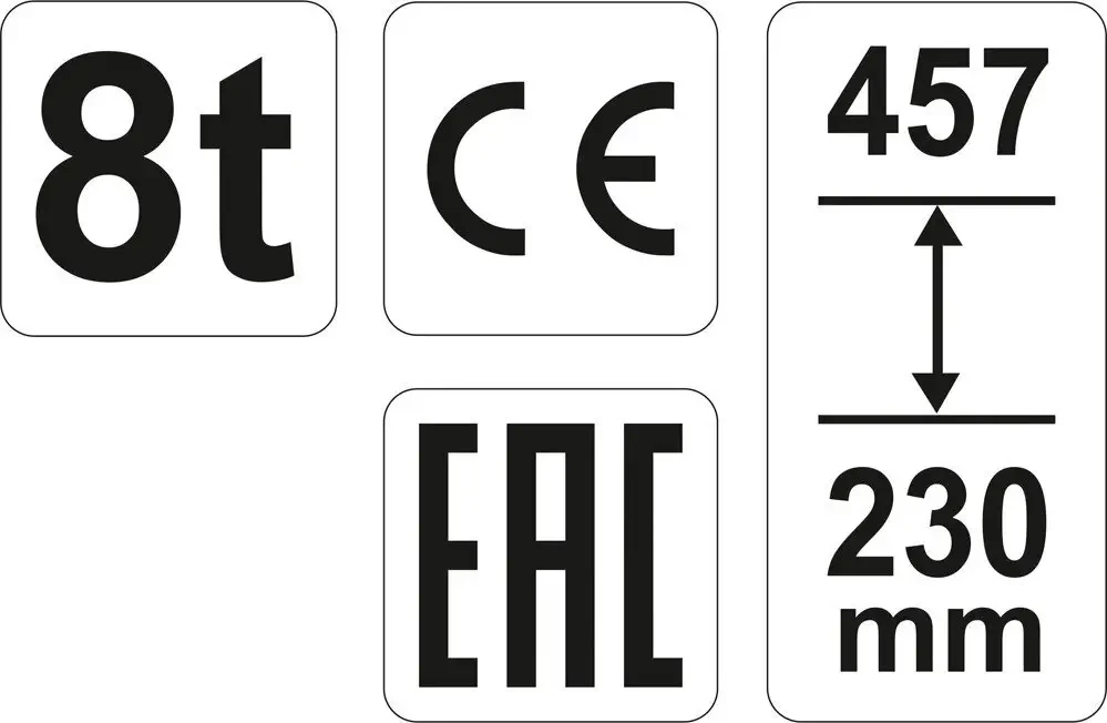 Домкрат гідравлічний пляшковий YATO YT-17003, 8 т 230-457 мм