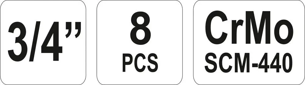 Набір головок торцевих ударних YATO 3/4