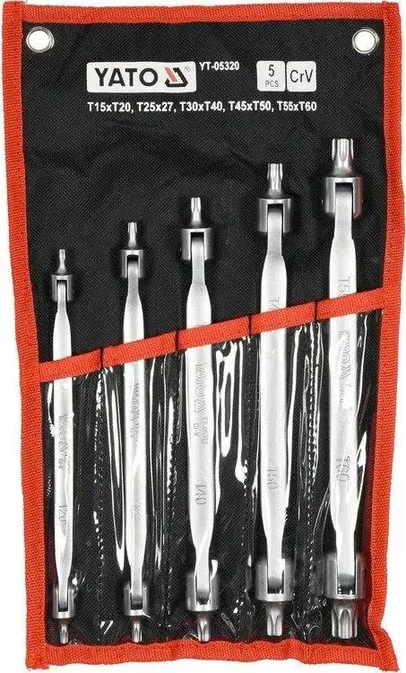 Набір ключів TORX двосторонніх на шарнірах YATO YT-05320, Т15-Т60 Cr-V 5 шт