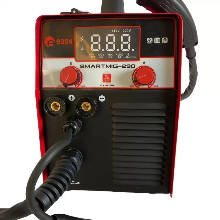 Зварювальний напівавтомат 2 в 1 Edon SmartMIG-290, 5.4 кВт, ККД 85%, зварювальний струм 20-290 А дріт 0.6-1.0 мм