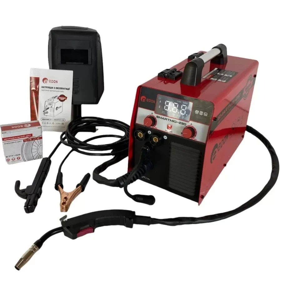 Зварювальний напівавтомат 2 в 1 Edon SmartMIG-290, 5.4 кВт, ККД 85%, зварювальний струм 20-290 А дріт 0.6-1.0 мм
