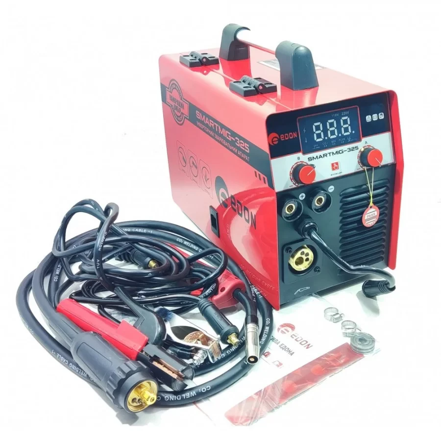 Сварочный полуавтомат 2 в 1 Edon Smartmig-325, 5.8 кВт, КПД 85%, сварочный ток 25-325 А, проволока 0.6-1.0