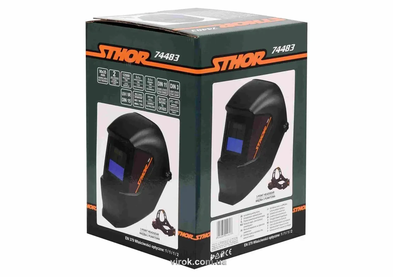 Маска зварювальника з автозатемненным світлофільтром 90 х 35 мм STHOR 74483